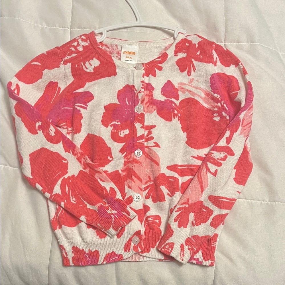 Gymboree Red and Pink Floral Cardigan